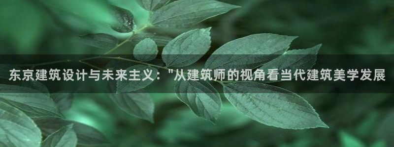 网上炸金花先锋娱乐：东京建筑设计与未来主义：\
